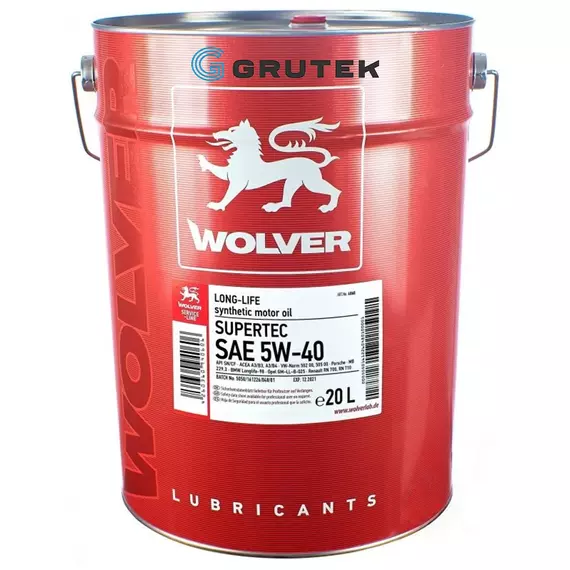 Олива Wolver 5W-40 SUPERTEC каністра 20л 4060 / 4260360940606, Об'єм, л: 20