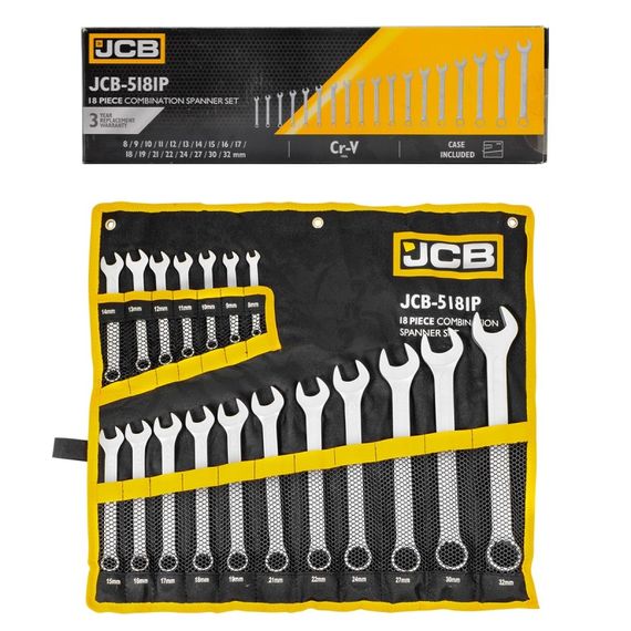 Набір ключів рожково-накидних в чохлі, (8-32 мм), 18од. JCB Tools JCB-5181P