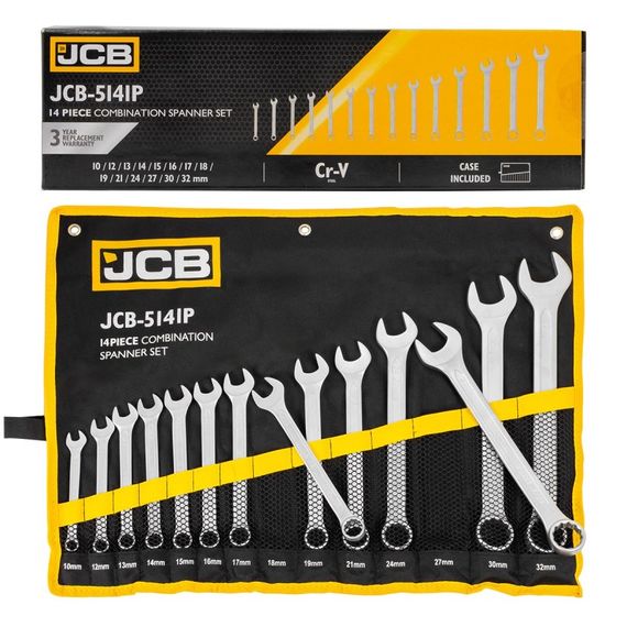 Набір ключів рожково-накидних в чохлі, (10-32 мм), 14 од. JCB Tools JCB-5141P