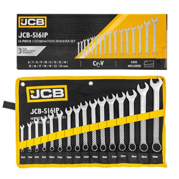 Набір ключів рожково-накидних в чохлі, (6-24 мм), 16 од. JCB Tools JCB-5161P