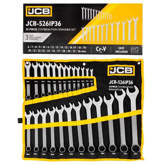 Набір ключів рожково-накидних в чохлі, (6-36 мм), 25 од. JCB Tools JCB-5261P36