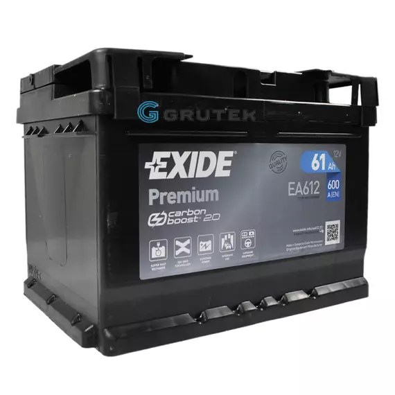 Акумулятор автомобільний 61Ah EXIDE PREMIUM (-/+) 600EN (EA612)