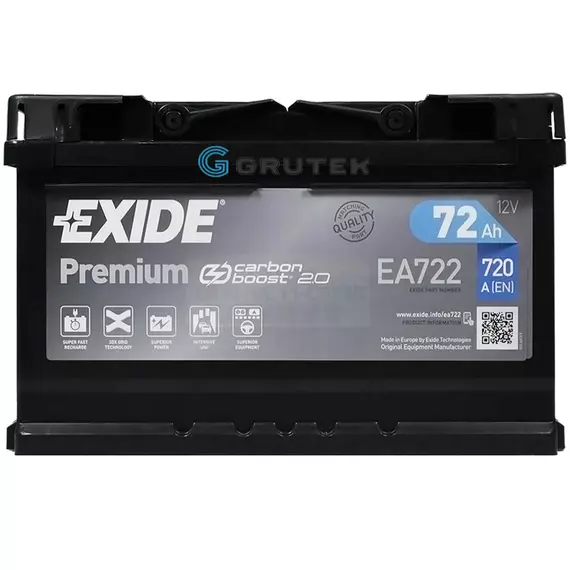 Акумулятор автомобільний 72Ah EXIDE PREMIUM (-/+) 720EN (EA722)