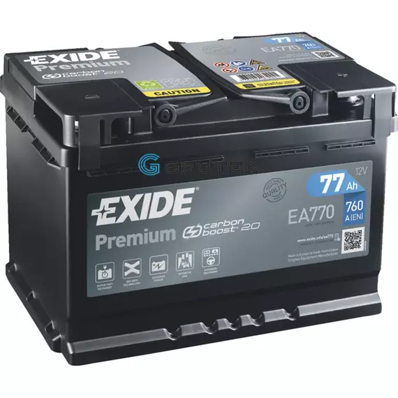 Акумулятор автомобільний 77Ah EXIDE PREMIUM (-/+) 760EN (EA770)