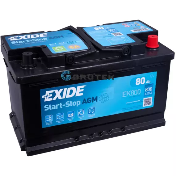 Акумулятор автомобільний 80Ah EXIDE START-STOP AGM (-/+) 800EN (EK800)