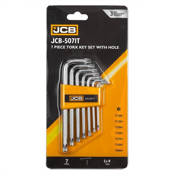 Haбіp Г-oбp. ключів TORX JCB Tools T10H-T40H з отвором 7шт JCB-5071T