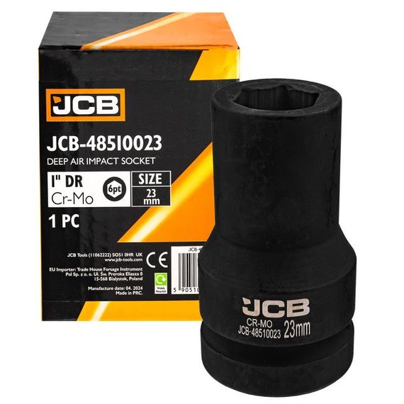 Головка ударная глубокая 1" 23мм (6-гранная) JCB Tools JCB-48510023