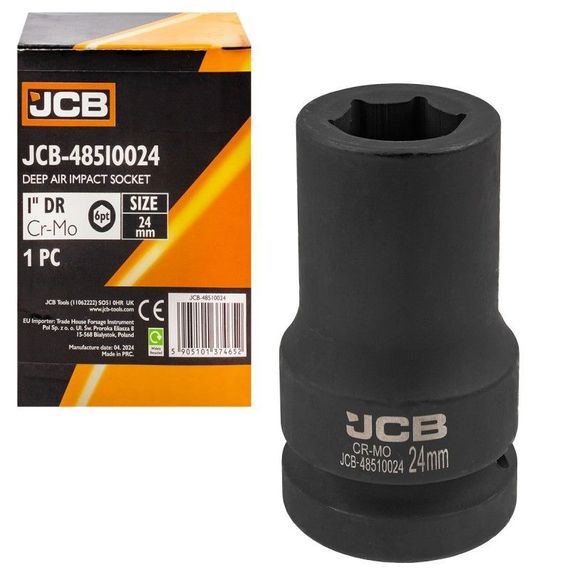 Головка ударная глубокая 1" 24мм (6-гранная) JCB Tools JCB-48510024