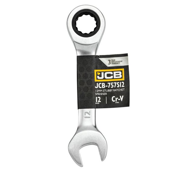 Ключ гайковий короткий з храповиком 12мм JCB-757S12