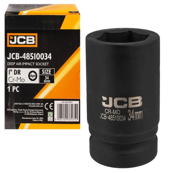 Головка ударная глубокая 1" 34мм (6-гранная) JCB Tools JCB-48510034
