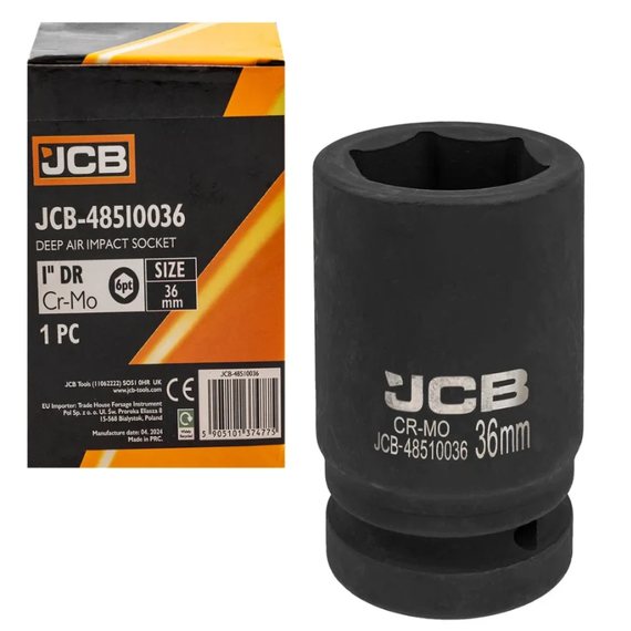 Головка ударна глибока 1" 36мм (6-гранна) JCB Tools JCB-48510036