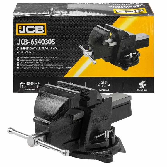 Лещата сталеві поворотні з ковадлом 5"-125 мм. JCB Tools JCB-6540305