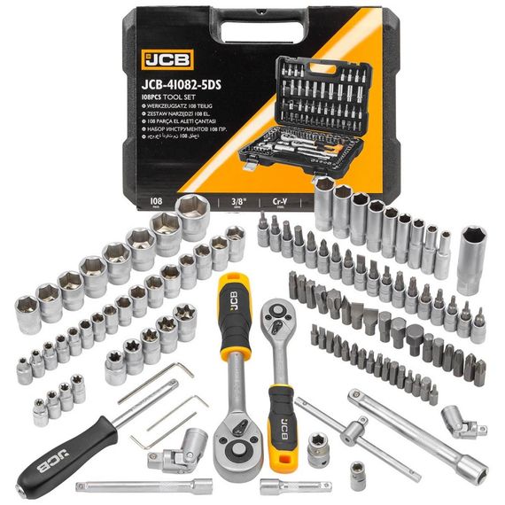 Набір інструментів 108 од. 1/4", 3/8" (6-гр.) (4-22мм) JCB Tools JCB-41082-5DS