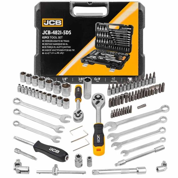 Набір інструментів 82 од. 1/4", 3/8" (6-гр.) (4-22мм) JCB Tools JCB-4821-5DS