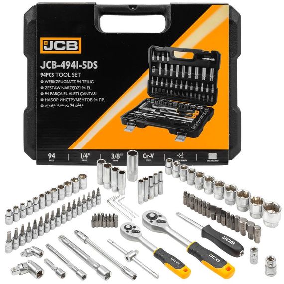 Набір інструментів 94 од. 1/4", 3/8" (6-гр.) (4-22мм) JCB Tools JCB-4941-5DS