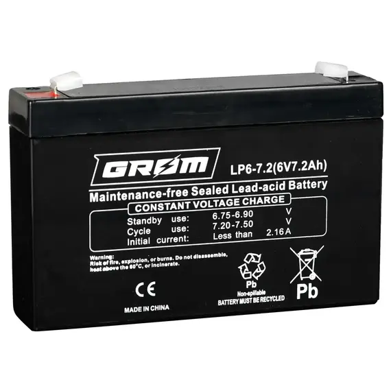 Тяговий акумулятор AGM 7.2Ah 6V Grom