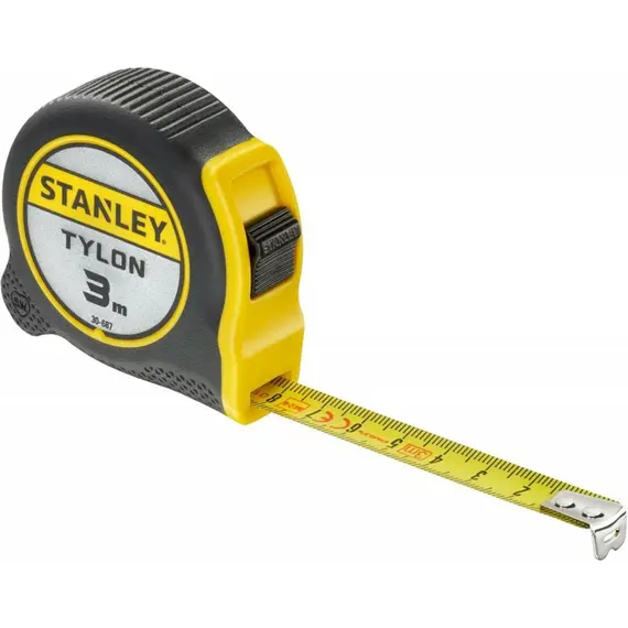 Рулетка STANLEY "Tylon" : 3 м х 12.7 мм. ергономічний корпус пластик + еластомер Tylon покриття