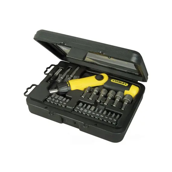 Отвертка реверсивная STANLEY "Pistol Grip Ratchet". трещотка насадки 22 Шт.