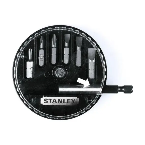 Набор насадок отверточных STANLEY : (SL4.5-5.5-6.5-PH0-1-2) магнитный держатель 1/4". 7 Шт.
