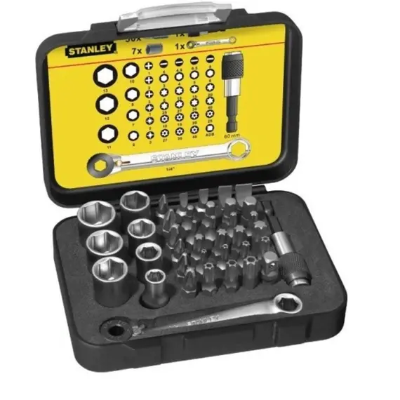 Набор насадок отверточных STANLEY "Expert": с магнитным держателем 1/4" и мини-трещоткой 39 шт.