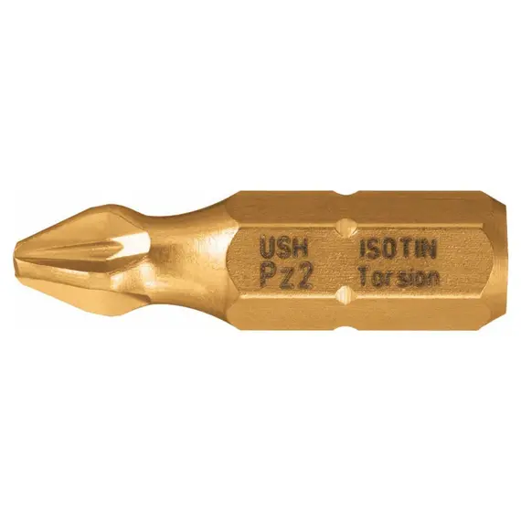Насадка отверточная USH ISOTIN : Pozidriv PZ1 x 25 мм. Torsion титановое покрытие. Уп. 10 шт.