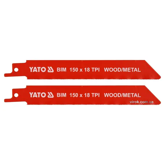 Полотна по дереву і металу бі-металеві до шаблевої пили YATO: l=150мм h=1мм 18 зубів/1" 2шт