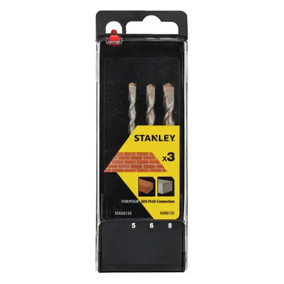 Набор сверл по бетону STANLEY : SDS+ Ø= 5 6 8 мм. 3 шт.