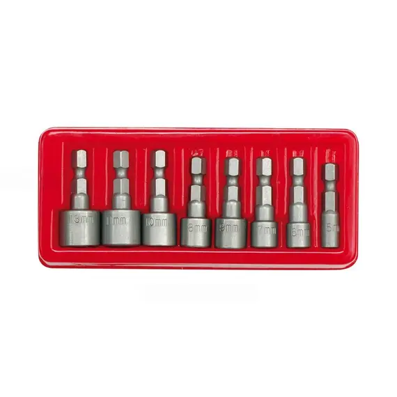 Насадки отверточные торцевые (бита) VOREL : HEX 1/4". M5-13 мм. Набор 8 шт.
