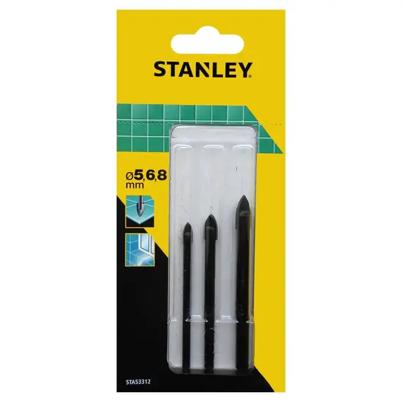Набір свердл по керамічній плитці STANLEY 3 шт. Ø=5-8 мм.