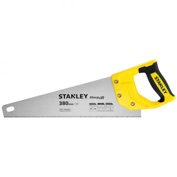 Ножовка по дереву STANLEY "SHARPCUT" : L= 380 мм 7 зубьев/1"