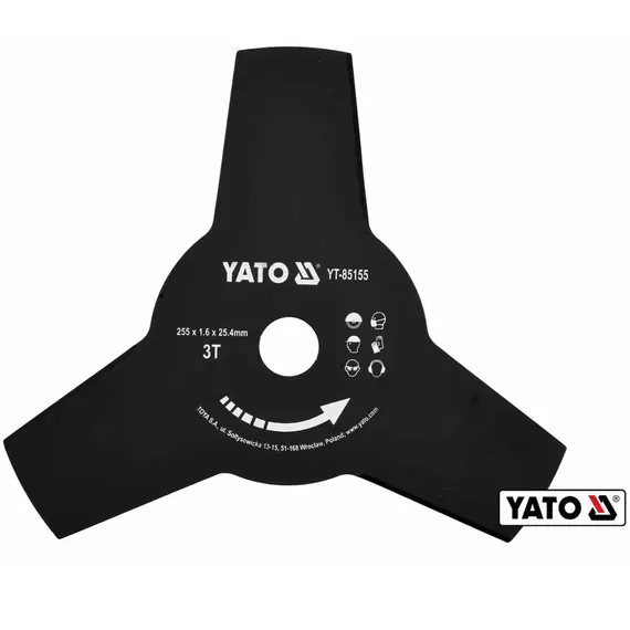 Нож к газонокосилкам YATO : Ø= 255 x 25.4 мм YT-85001 YT-85003