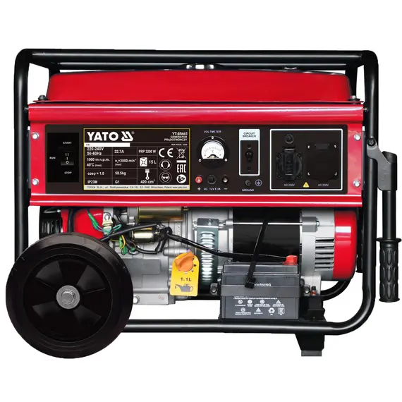 Генератор струму бензиновий YATO: P= 5 кВт U= 230V AC і 12V DC витрата- 2.65 л/г бак- 25 л.AVR