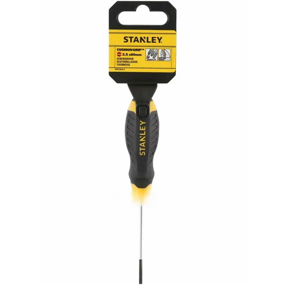 Отвертка плоская STANLEY "Cushion Grip" S/D SLOTTED: 2.5 X 60MM