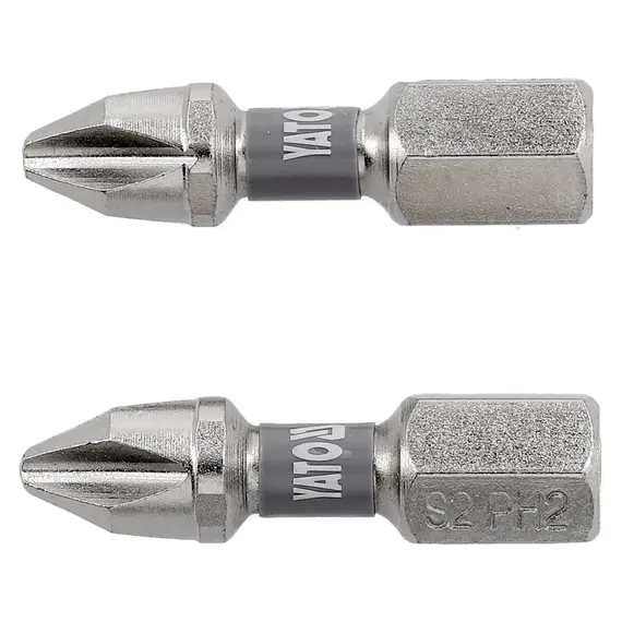 Насадка викруткова YATO PH2 х 25мм. HEX 1/4" покрита нікелем 2шт.