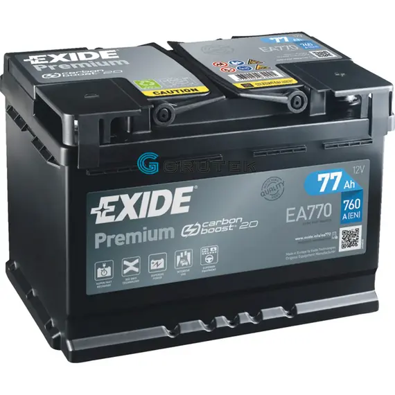 Аккумулятор автомобильгный 77Ah EXIDE PREMIUM (-/+) 760EN (EA770)