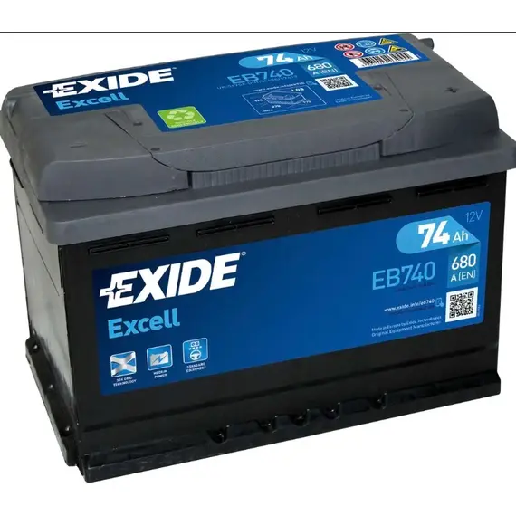 АКБ EXIDE EXCELL 74Ah Ев (-/+) (680EN) (д278*ш175*в190) , EB740