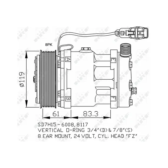 Компрессор кондиціонера MAN TGA 00- (NRF) 81.61906-6012, фотография 2