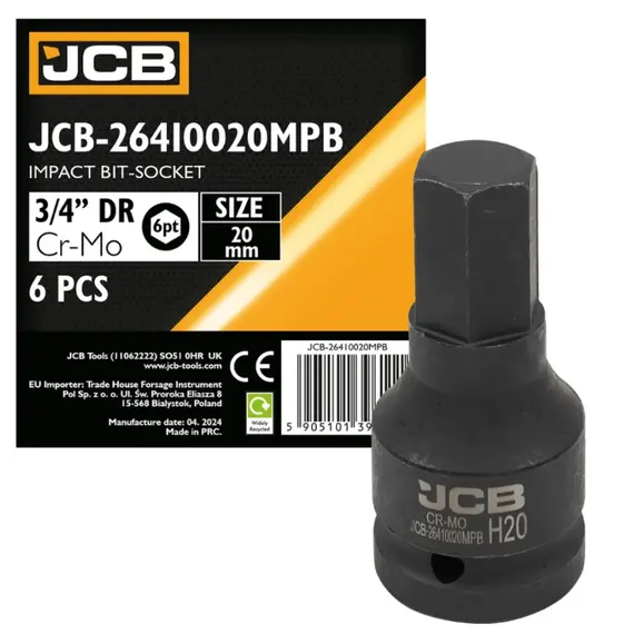 Головка-біта ударна 3/4" HEX 20 мм (JCB) 59516
