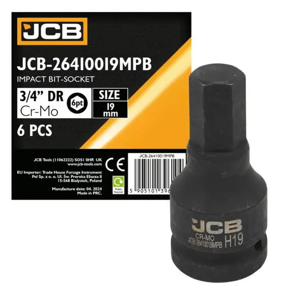 Головка-біта ударна 3/4" HEX 19 мм (JCB) 59515