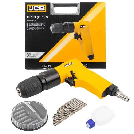 Дриль пневматичний , 1800 об/хв , з набором біт та свердл , в кейсі (JCB) 58338