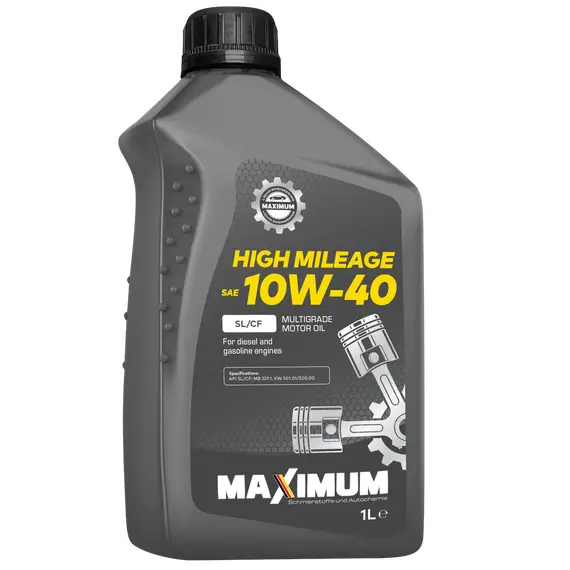 Олива моторна Maximum HIGH MILEAGE 10W40 SL/CF 1л (ACEA A3/B4; MB229.1; VW501.00/505.00)