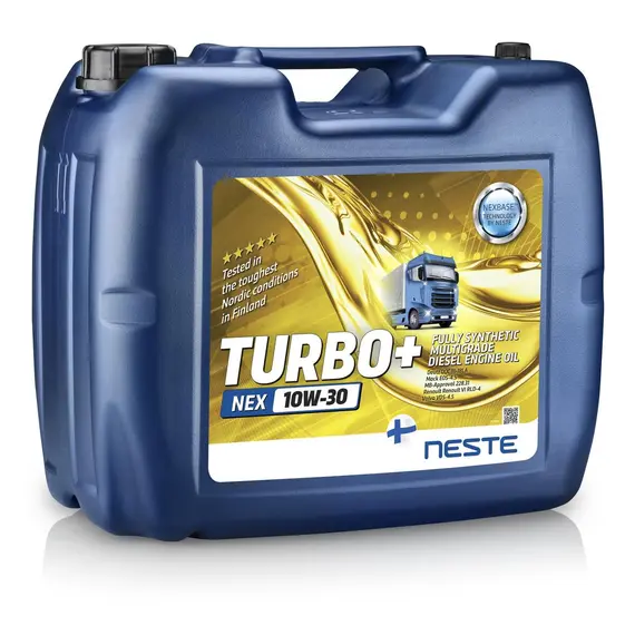 Олива моторна синтетична NESTE Turbo+ NEX10W30 20л (API CK-4,CJ-4; ACEA E9, Е11; MAN M3775; VDS4.5)