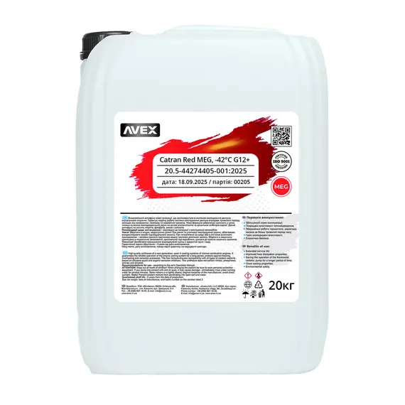 Антифриз AVEX Catran Red MEG, -42C G12+ кан. 20кг(18.8л)