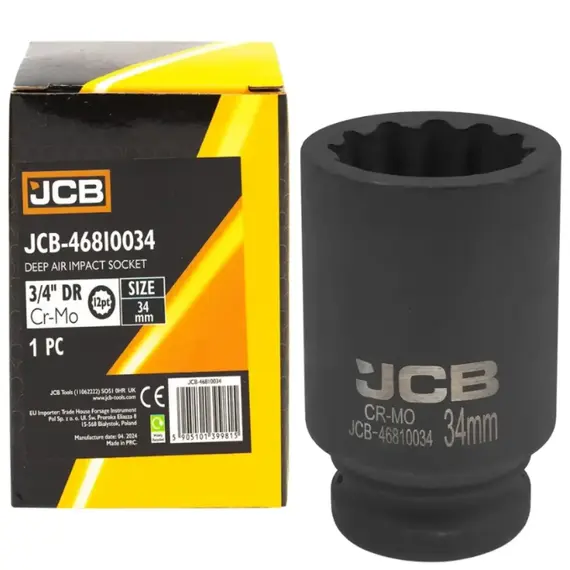 Головка ударна глибока 3/4" 34 мм (12-гр.) (JCB) 59835