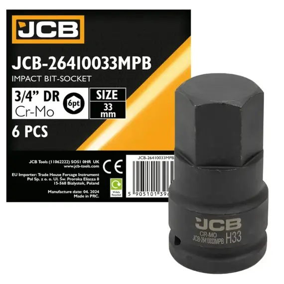 Головка-біта ударна 3/4" HEX 33 мм (JCB) 59794