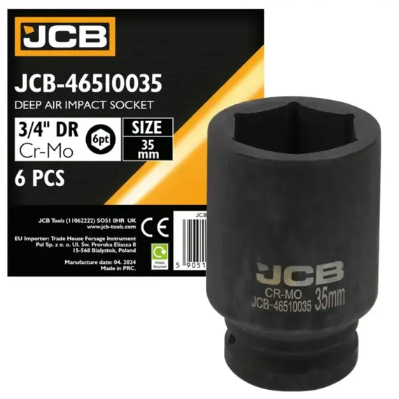 Головка ударна глибока 3/4" 35 мм (6-гр.) (JCB) 59815