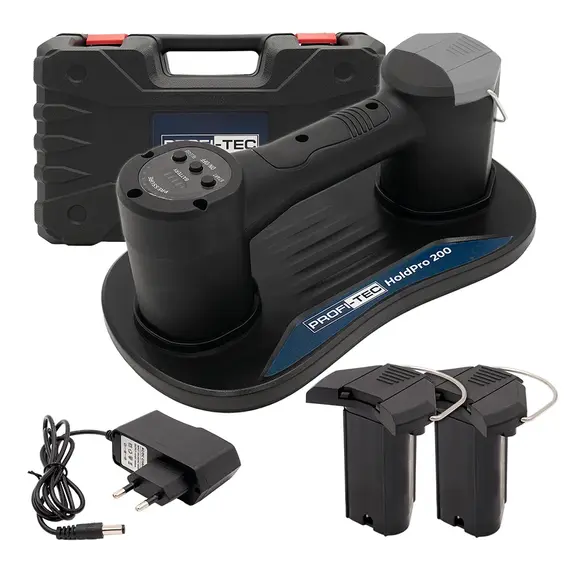 Аккумуляторная вакуумная присоска PROFI-TEC HoldPro 200 (2×12 В / 1.5 Ач, зарядное устройство)