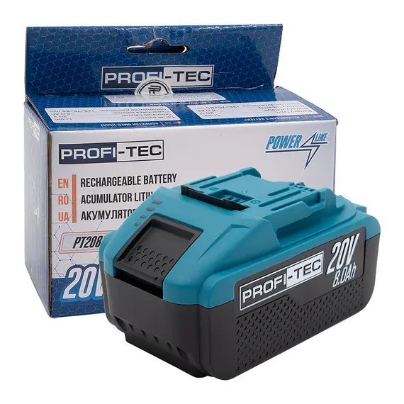 Аккумуляторная батарея PROFI-TEC PT2080EP (20 В / 8.0 Ач, высокотоковая, с индикатором)