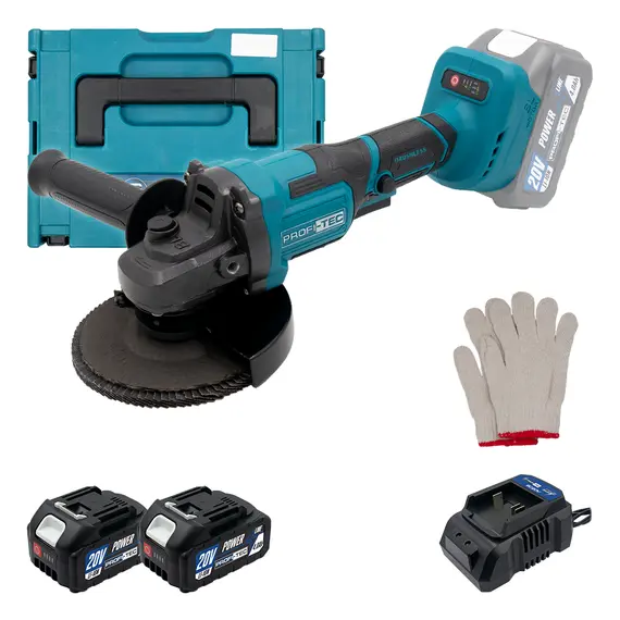 Аккумуляторная угловая шлифовальная машина PROFI-TEC PGA202 POWERLine (2×PT2040MP (4.0 Ач), зарядное устройство), фотография 3