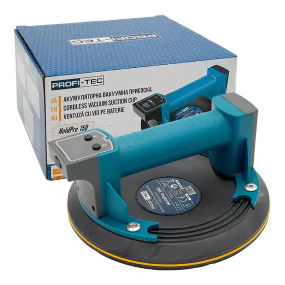 Аккумуляторная вакуумная присоска PROFI-TEC HoldPro 150 (3.7 В / 1.5 Ач, зарядное устройство)
